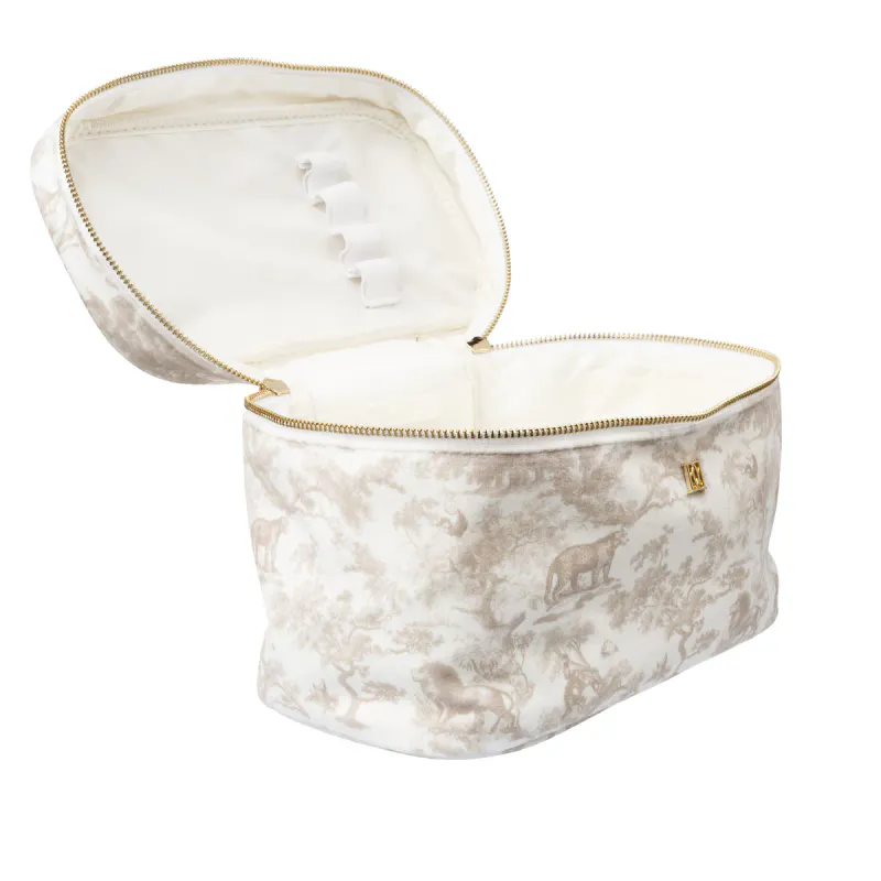 Dark VELVET VANITY BAG LARGE SAND SAVANNAH PATTERN