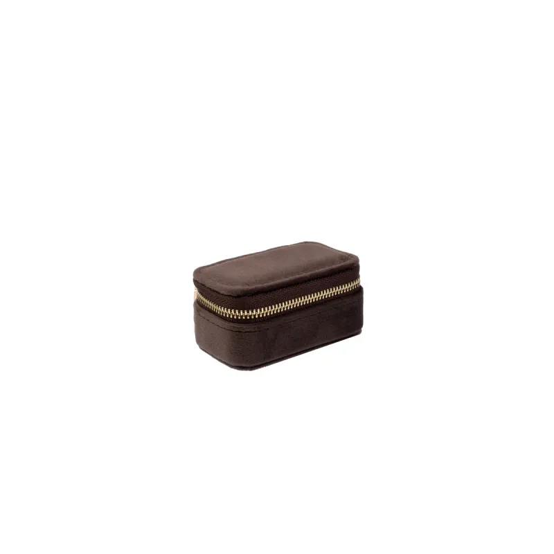 Dark VELVET JEWELLERY BOX MICRO CHOCOLATE BROWN