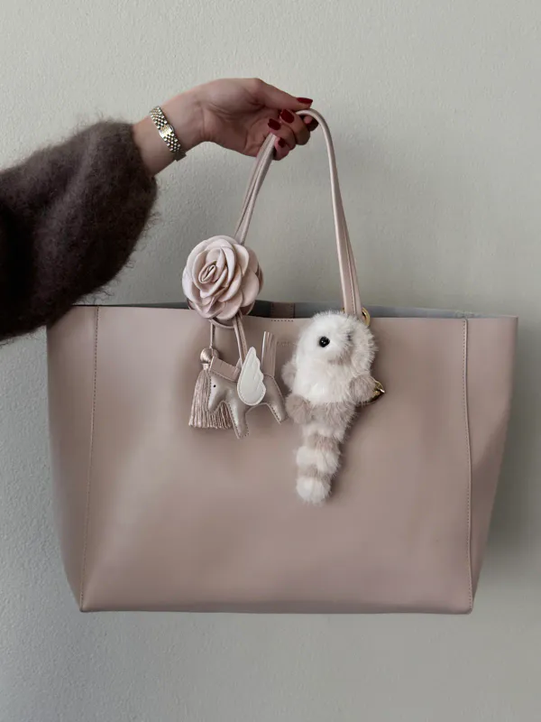 Dark RACCOON BAG CHARM SAND W/OFF WHITE
