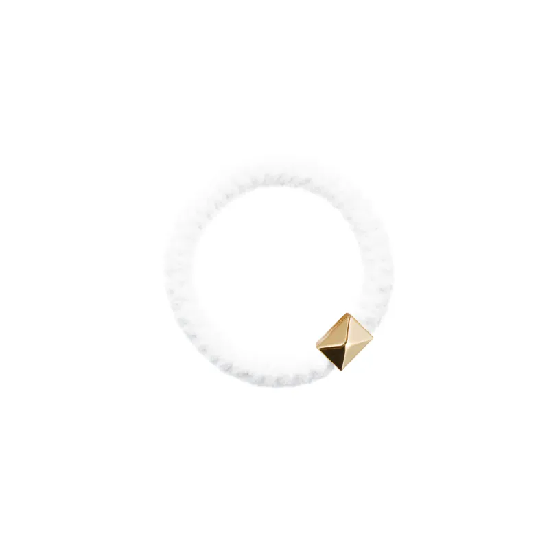 Dark FLUFFY FAT HAIR TIE W/GOLD WHITE