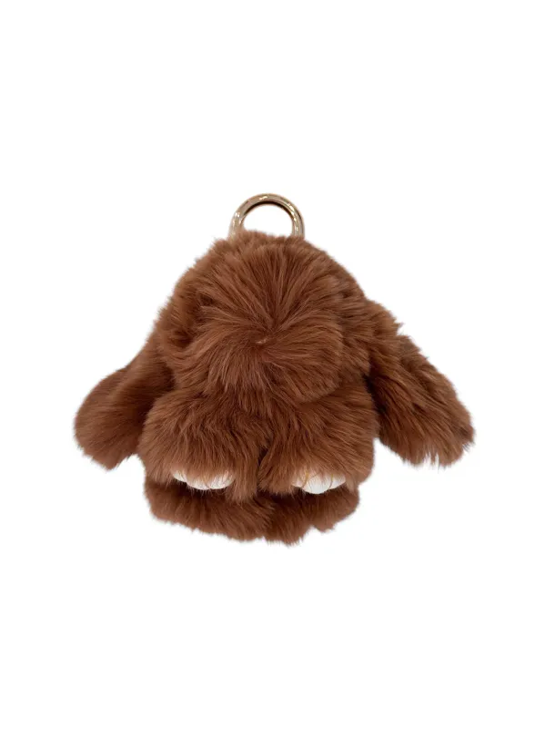 Dark FLUFFY BUNNY BAG CHARM BROWN