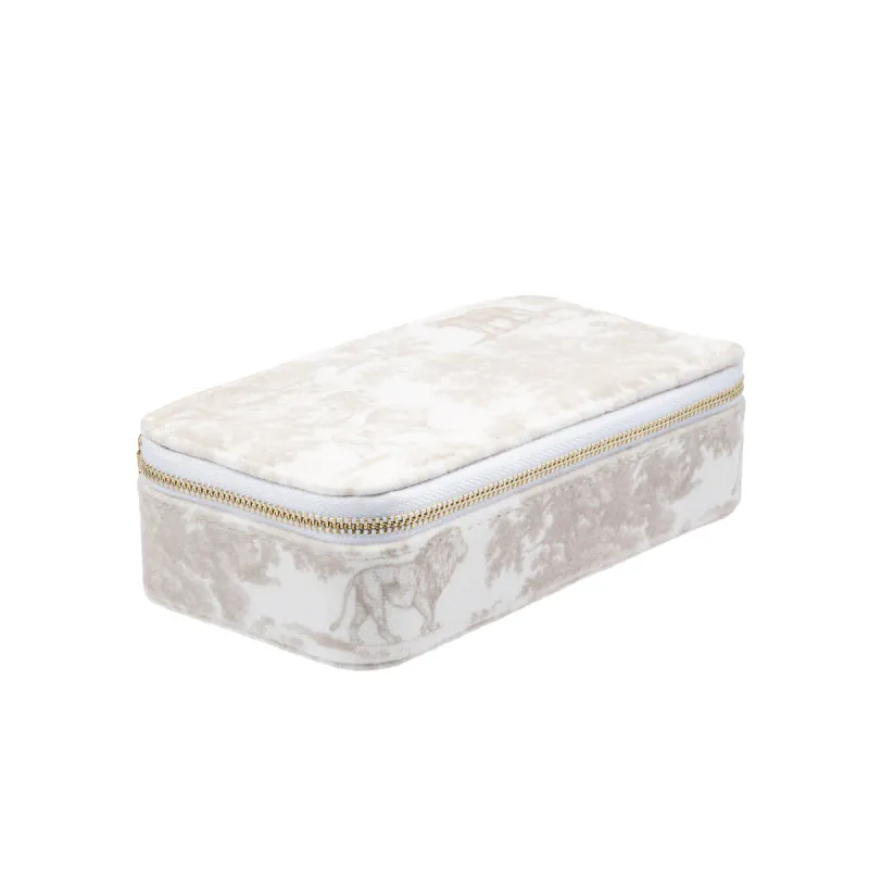 Dark VELVET JEWELLERY BOX SAND SAVANNAH PATTERN