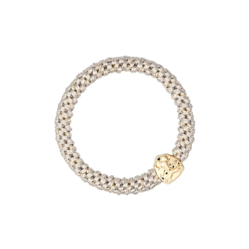 Dark FAT HAIR TIE SAND STRIPE W/LION