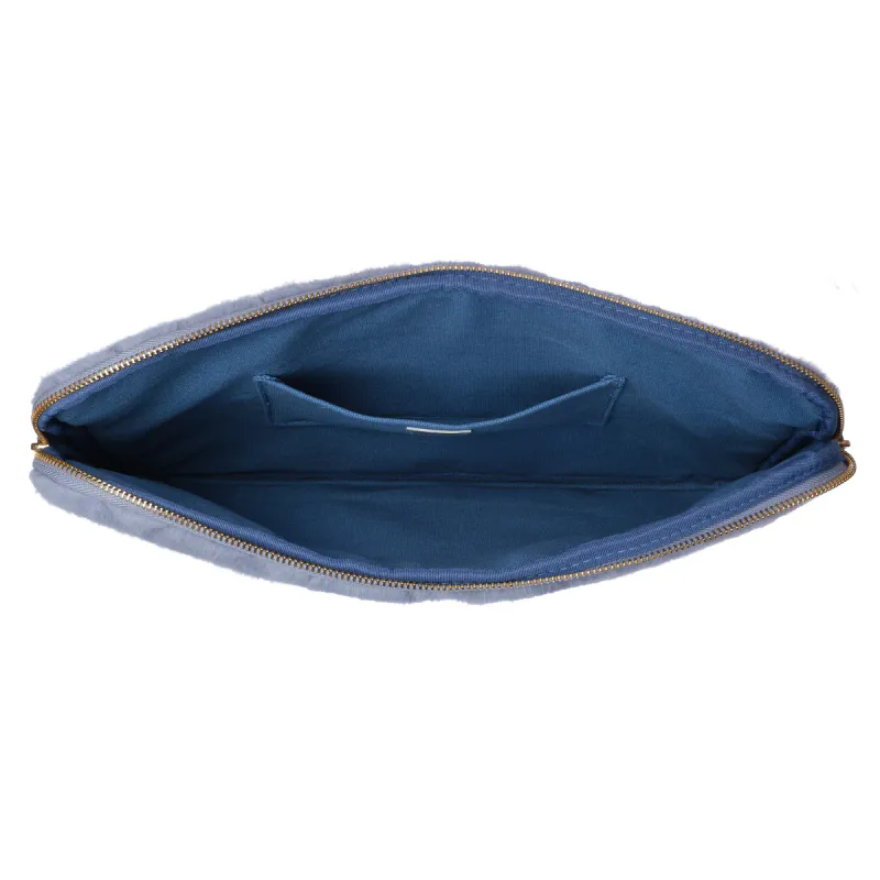 Dark FAUX FUR QUILTED MAC COVER COOL BLUE