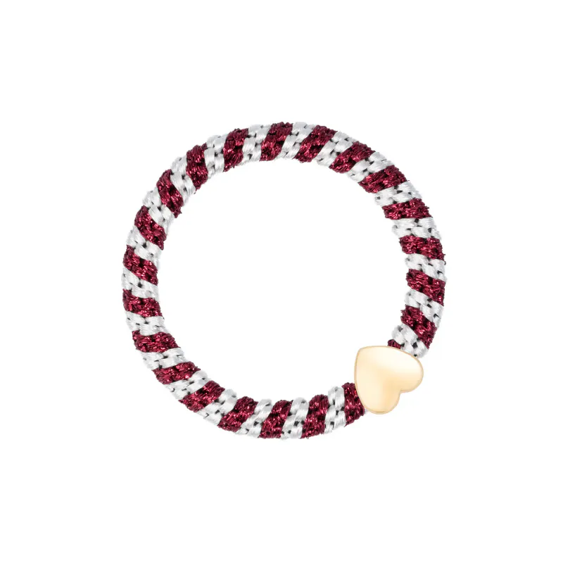 Dark FAT HAIR TIE CANDY CANE GLITTER MIX W/HEART