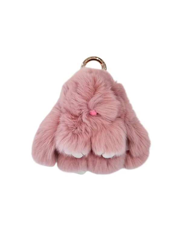 Dark FLUFFY BUNNY BAG CHARM ROSE