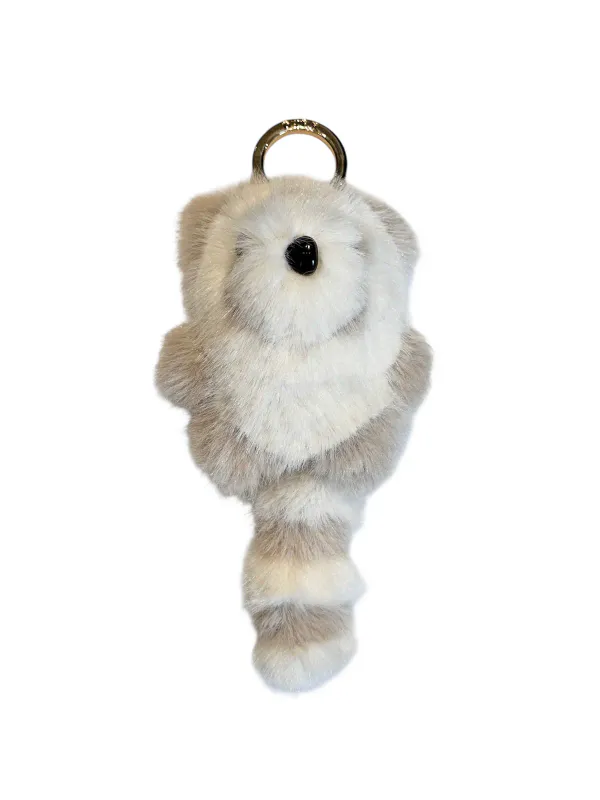 Dark RACCOON BAG CHARM SAND W/OFF WHITE