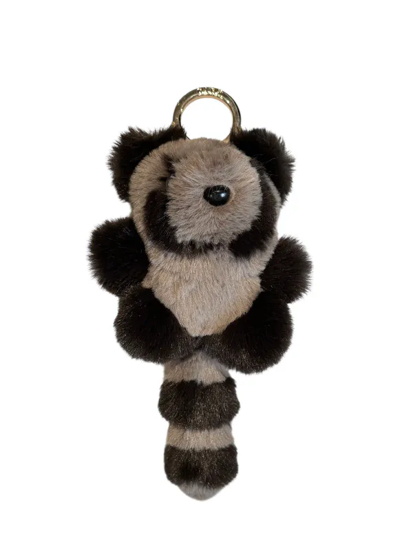 Dark RACCOON BAG CHARM CHOCOLATE BROWN W/WARM TAUPE